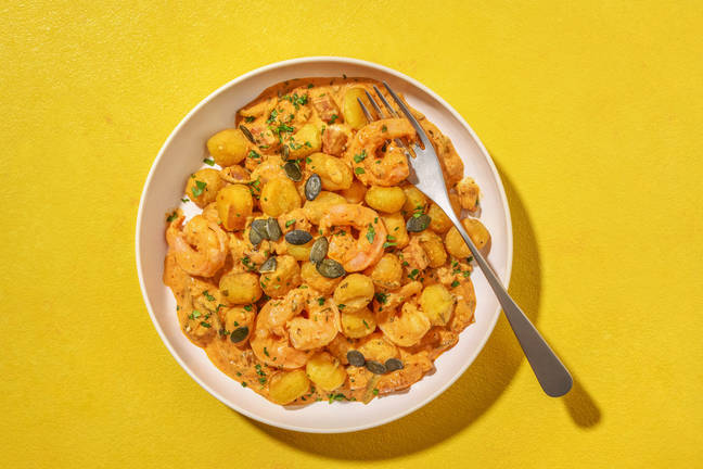 Snabblagad gnocchi med räkor och chorizo