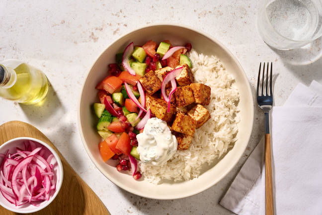 Harissa- och honungsglaserad tofubowl