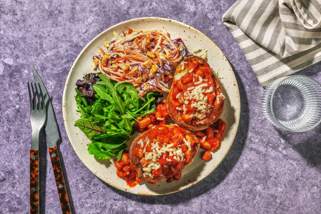 Homemade Cheesy Bean Jacket Potato