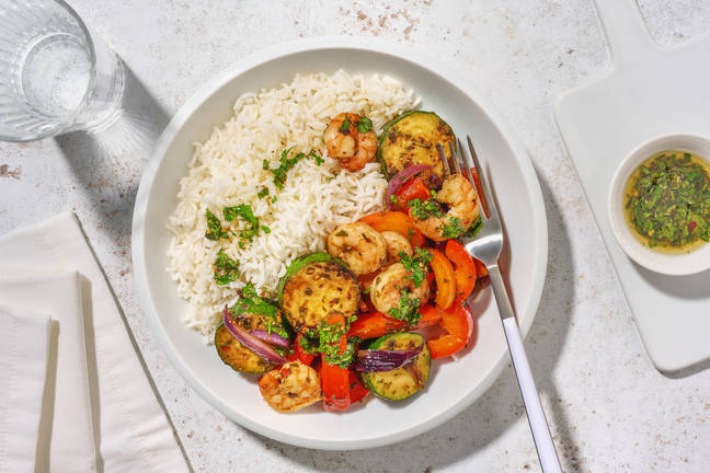 Rask stekte reker og chimichurri-inspirert salsa