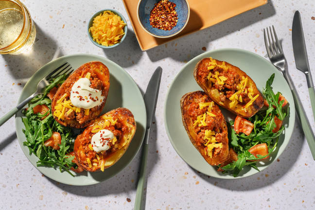 Family Favourite Cheesy Beef Chilli Loaded Jacky-P