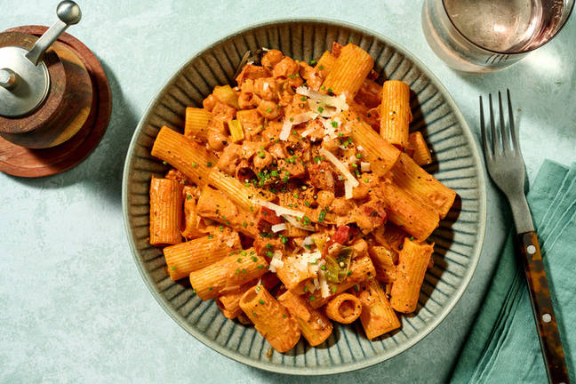 Cajun Chorizo and Chickpea Pasta
