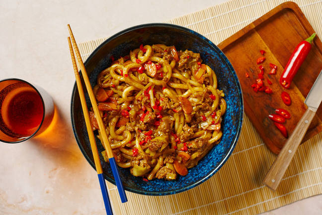 Stir-fried Leek and Beef Udon