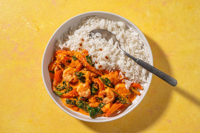 Rask thailandsk rød karri og reker