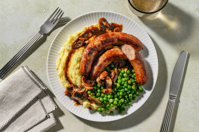 Cumberland Sausages and Garlic Mash