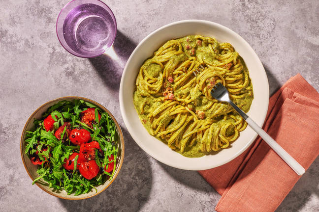 Sicilian Style Bacon and Pistachio Pasta alla Brontese