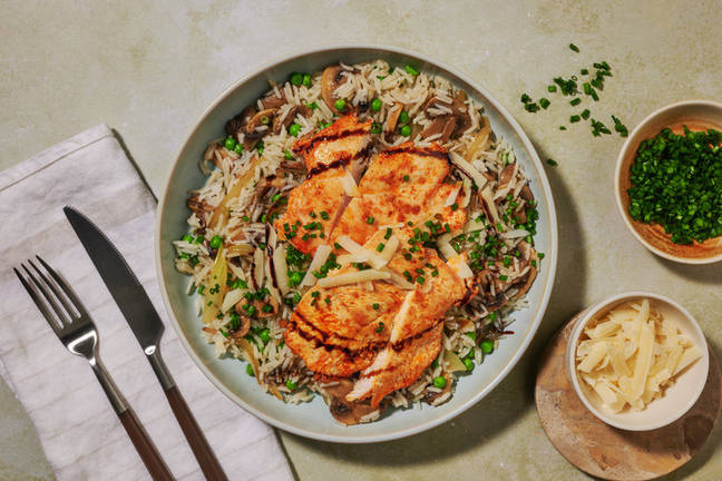 Pan-seared Paprika Chicken and Black Garlic Rice