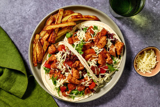 Cheesy Peri Peri Chicken Tacos and Chips