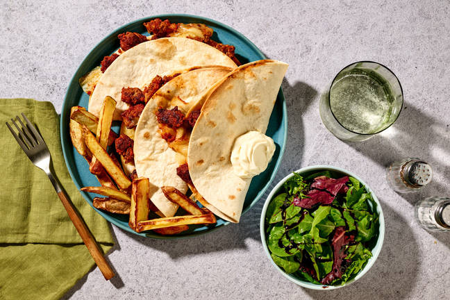 South Carolina Style BBQ Beef Quesadillas and Chips