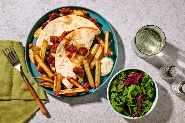 South Carolina Style BBQ Beef Quesadillas and Chips