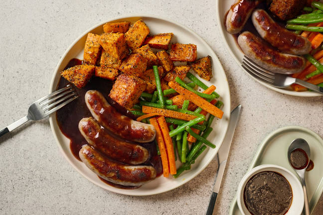 Irish Pork Sausages and Sweet Potato Chunks
