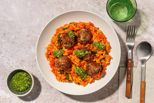 Parmesan-Stuffed Beef Meatball Risoni