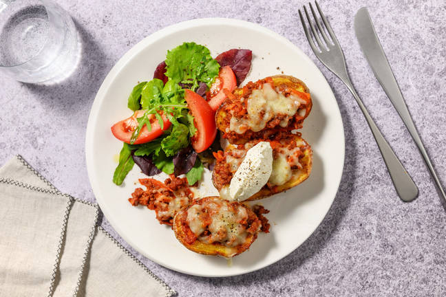 Cheesy Loaded Beef Jacket Potatoes