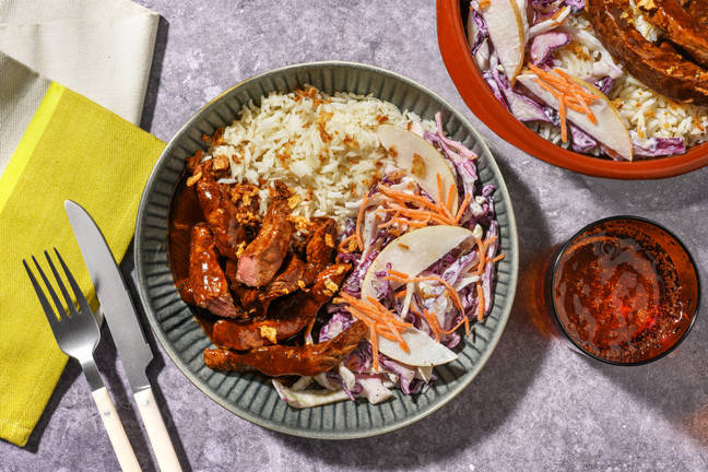 Teriyaki Ginger Beef & Creamy Pear Slaw