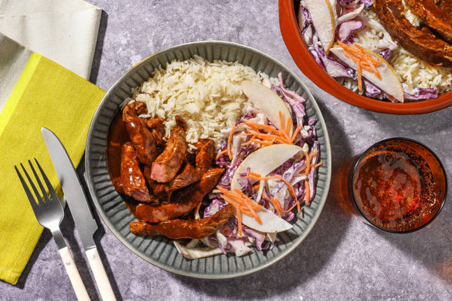 Teriyaki Ginger Beef & Creamy Pear Slaw