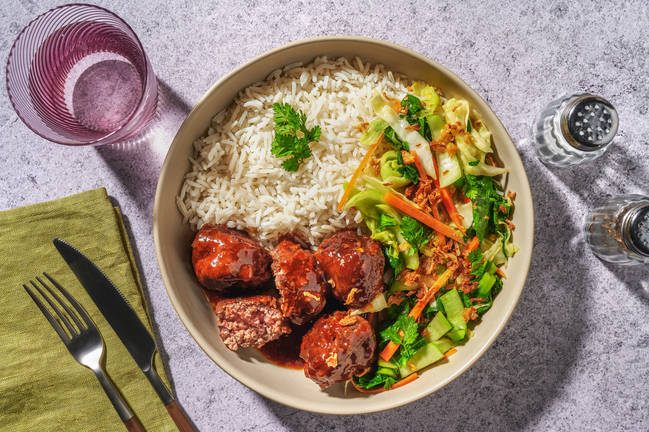 Sticky Sweet Chilli Beef Meatball Bowl