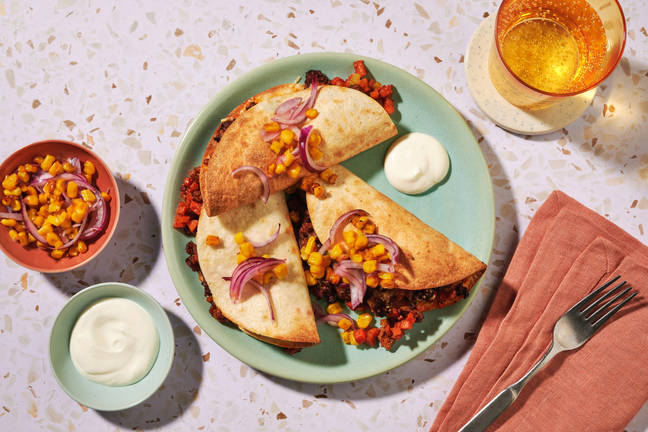 Cheesy Beef & Veggie Quesadillas