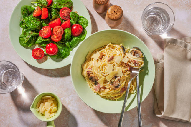 Crispy Bacon & Mushroom Spaghetti