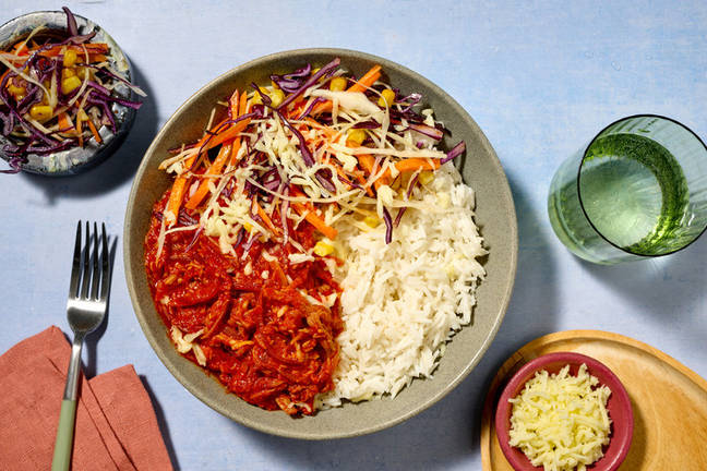 Saucy Mexican Pulled Pork Rice Bowl