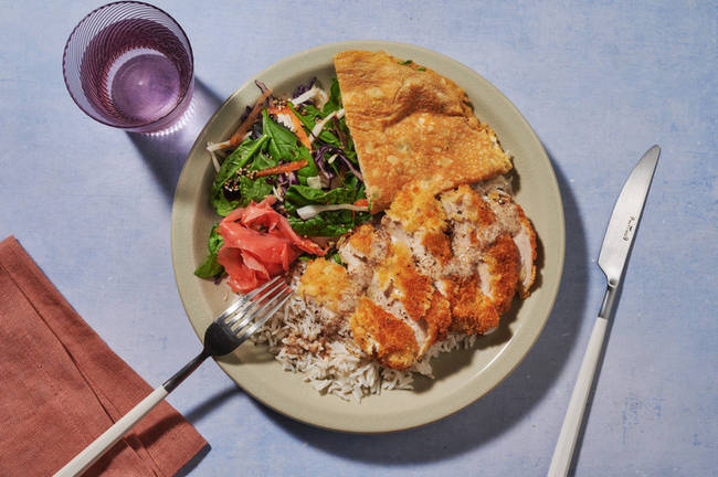 Crumbed Chicken Katsudon & Herby Omelette