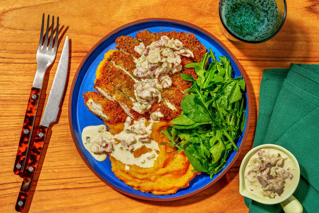 Crumbed Chicken & Creamy Bacon Sauce