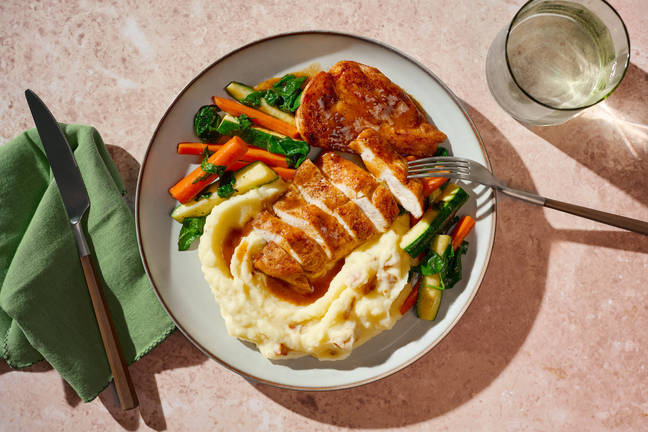 Sweet Dijon-Glazed Chicken & Bacon Mash
