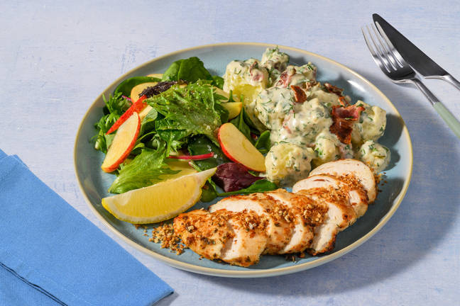 Zesty Garlic Chicken & Potato-Bacon Salad