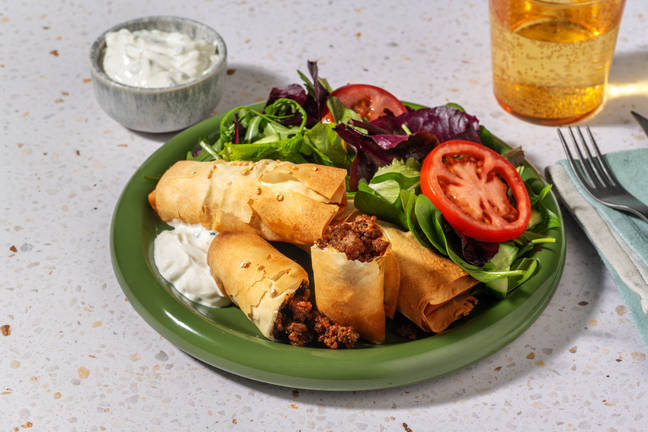 Middle Eastern Beef & Currant Filo Rolls