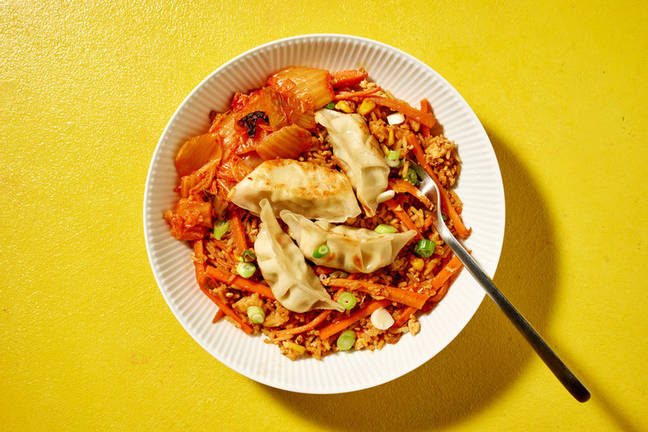 One-Pan Pork Dumplings & Korean Fried Rice