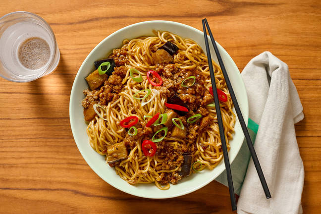 Chinese Fried Eggplant & Ginger Pork Noodles
