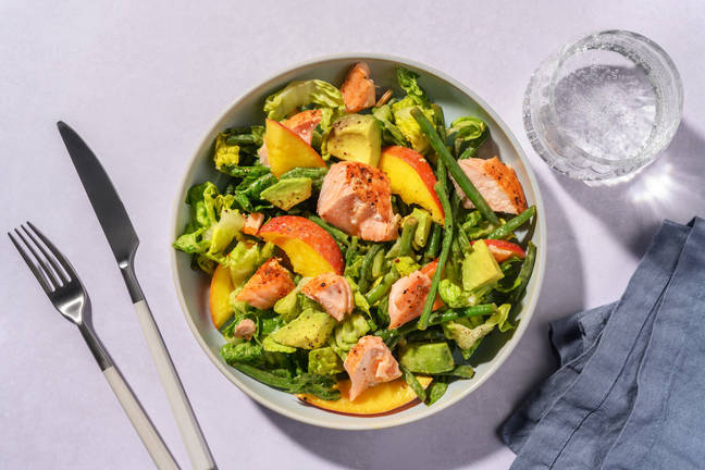 Flaked Salmon & Nectarine Cos Salad