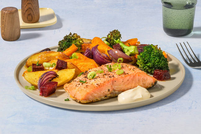One-Tray Mumbai Salmon & Veggie Medley