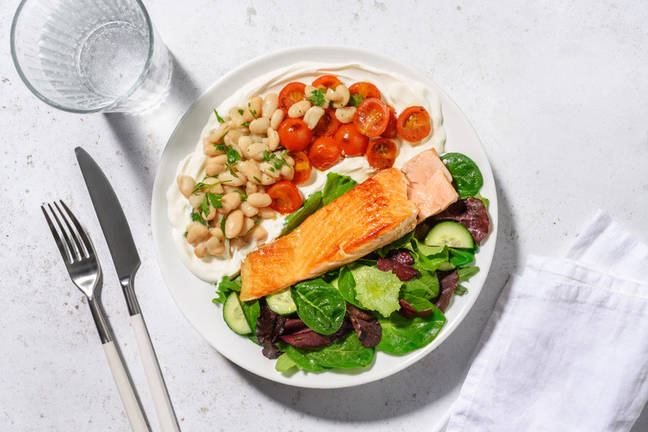Seared Salmon & Herby Cannellini Beans