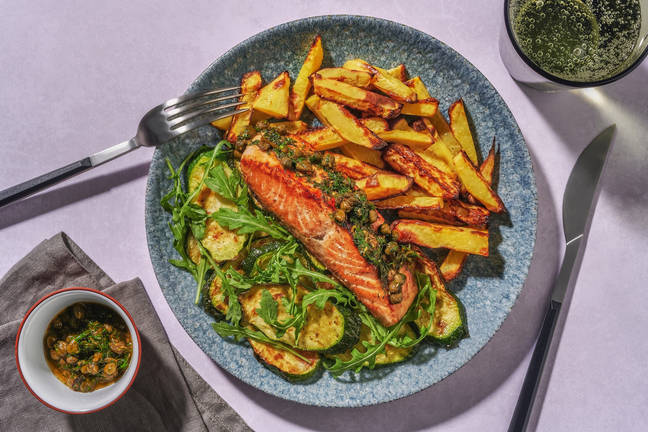 Seared Salmon & Lemony Caper Butter
