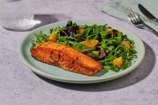 Ginger-Glazed Salmon & Citrus Green Bean Toss