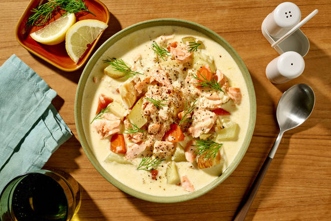 Finnish-Style Creamy Poached Salmon Soup