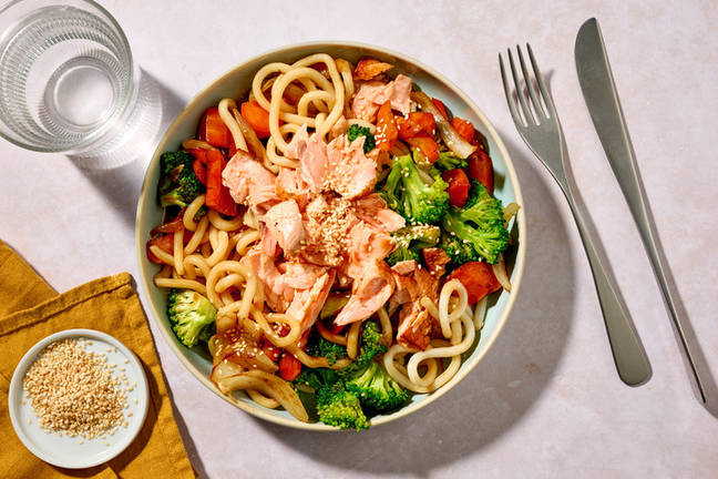 Sweet Soy Salmon & Teriyaki Udon Stir-Fry
