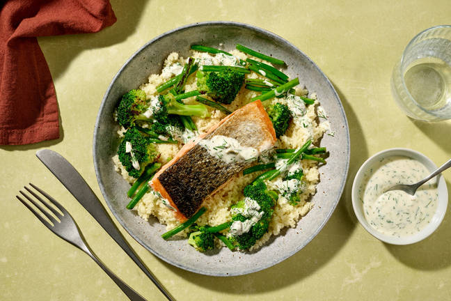 Pan-Seared Salmon & Green Veggie Couscous 