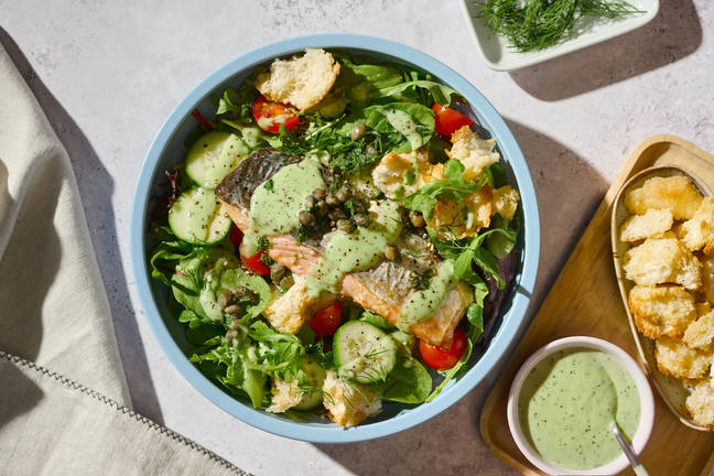 Baked Salmon & Herby Crouton Salad