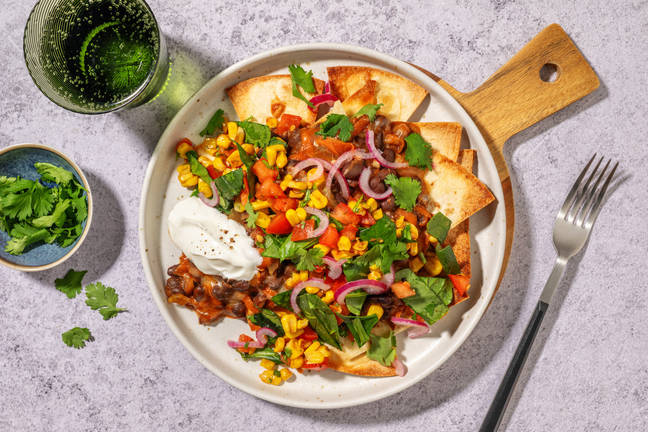 Cheesy Mexican Fiesta Black Bean Nachos