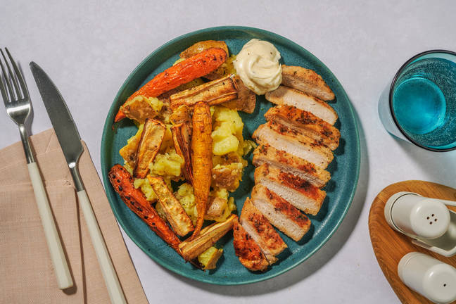 Honey-Glazed Pork & Garlic Crushed Potatoes 