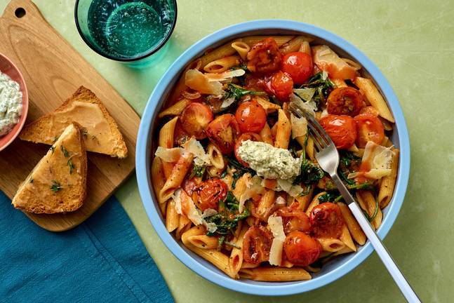 Sun-Dried Tomato Pesto Penne and Herbed Ricotta