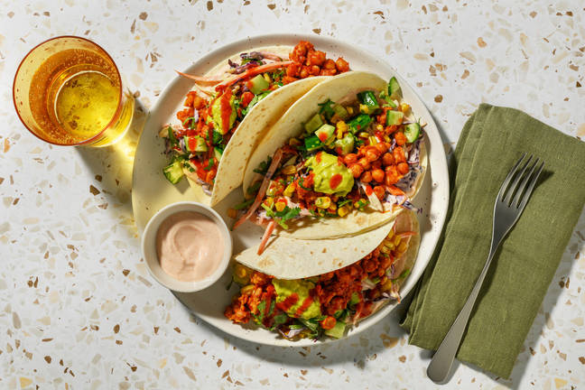 Smashed Chickpea & Smokey Slaw Tacos