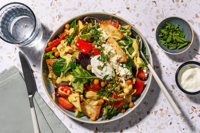 Fattoush-Style Chickpea & Roast Veg Salad