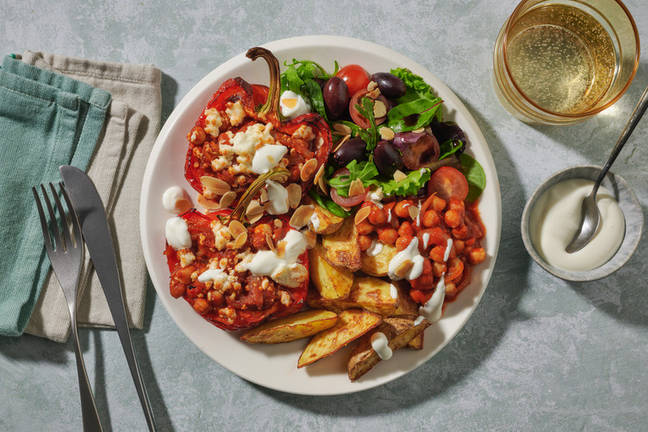 Herby Chickpea & Fetta Stuffed Capsicums
