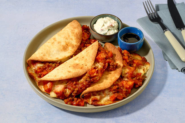 Cheesy Lentil & Kūmara Dosa-Dillas