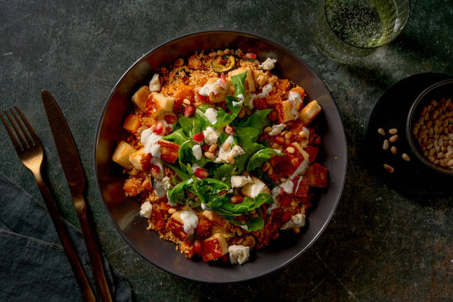 Pomegranate Glazed Halloumi and Butternut Bowl