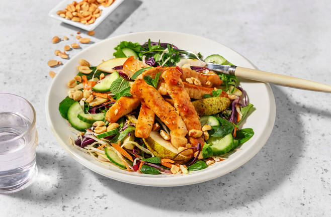 Quick Sweet Chilli Pork & Pear Slaw Bowl