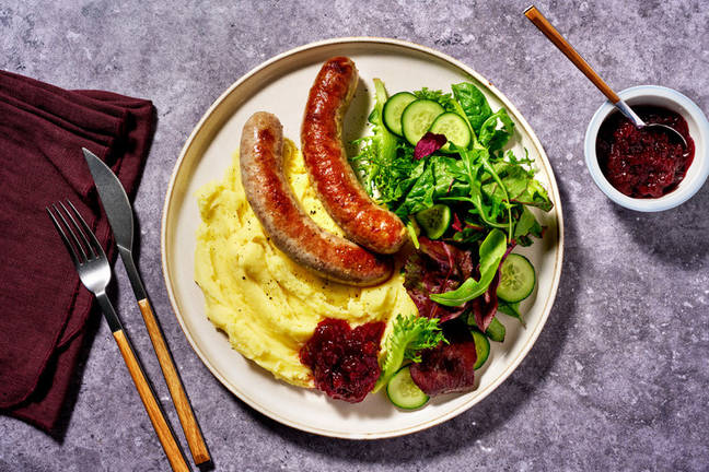 Herbed Pork Sausages & Cheddar Mash