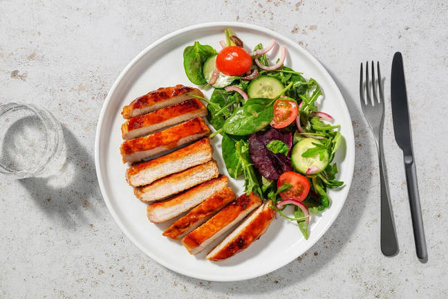 Sriracha-Honey Pork & Creamy Maple Salad